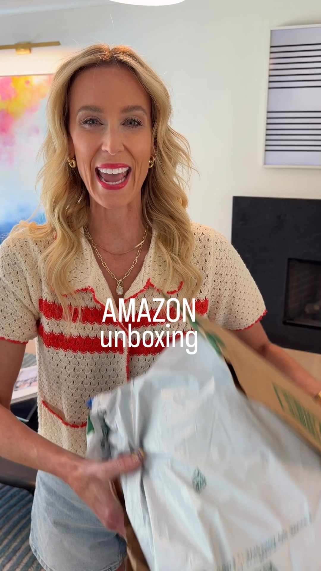 Amazon unboxing! Trendy paisley cardigan, crochet swimsuit coverup, striped t-shirt, Peter Pan collar blouse, striped sweater, and more!
