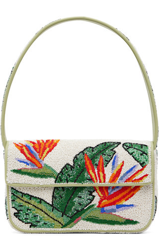Staud - White & Green Tommy Beaded Bag | SSENSE