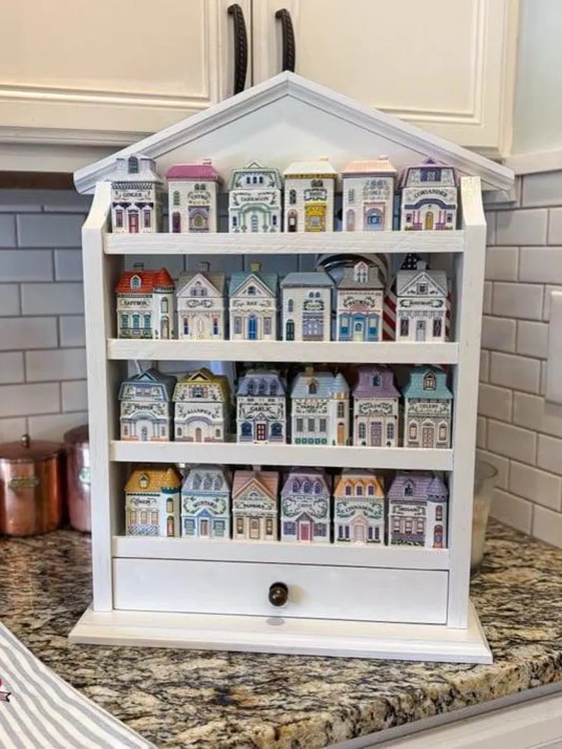 Vintage-inspired Spice Rack – Lenox Spice Village Style | White With Brass Knob - Etsy | Etsy (US)