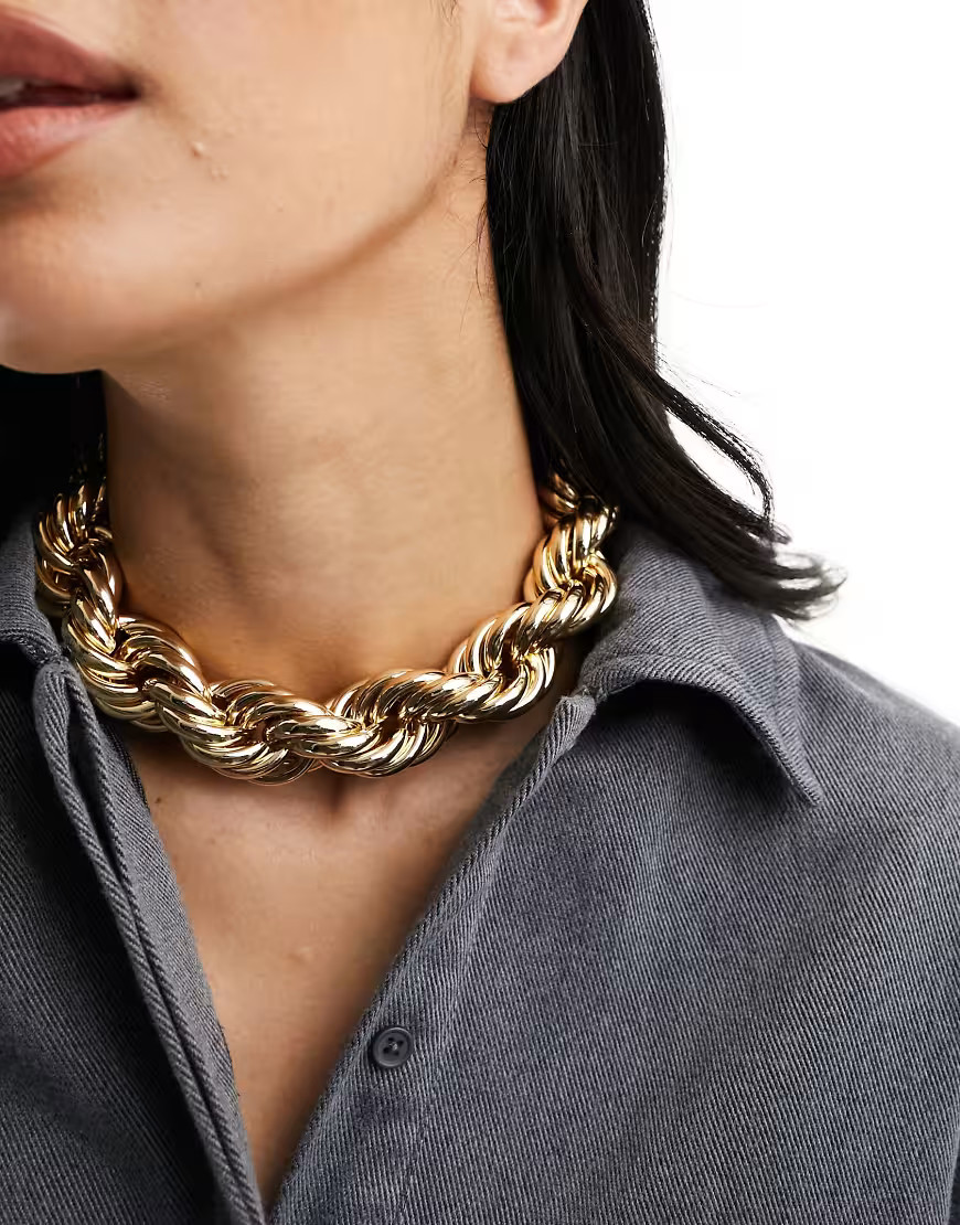 ASOS DESIGN necklace with chunky twist design in gold tone | ASOS (Global)