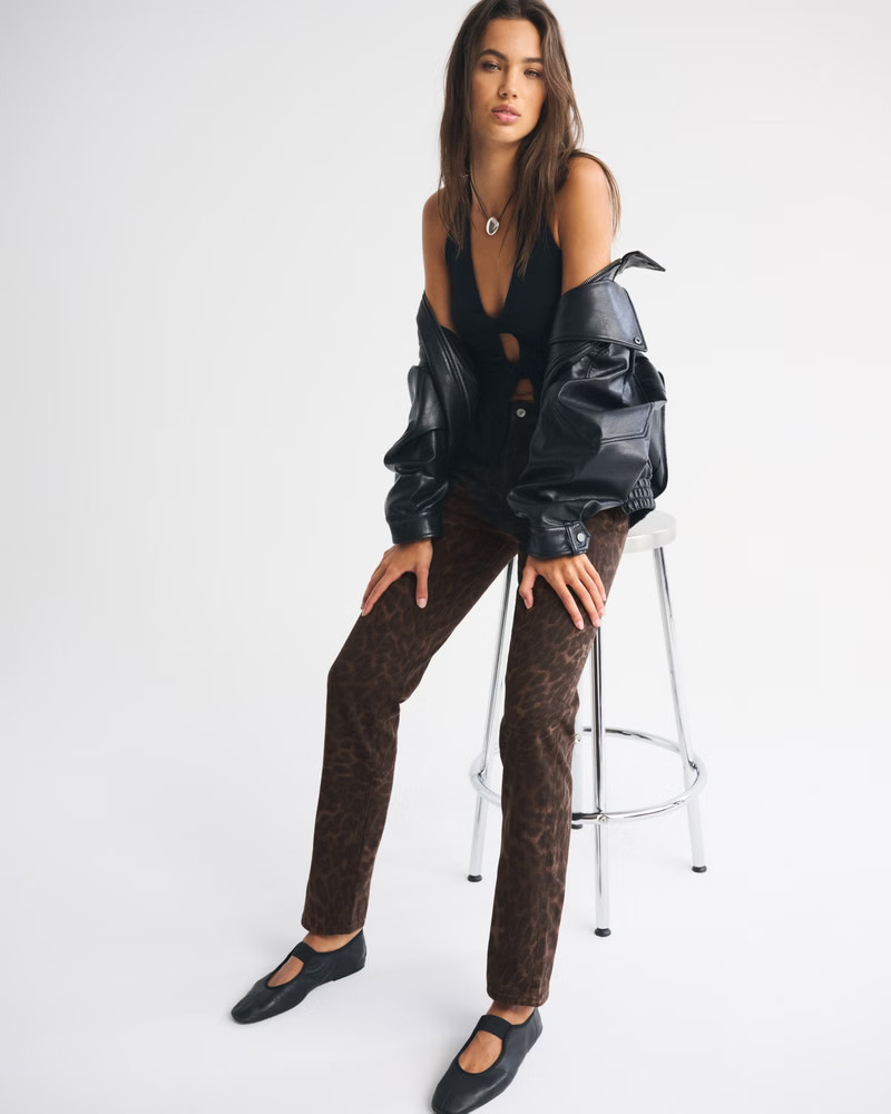 High Rise 90s Relaxed Leopard Print Jean | Abercrombie & Fitch (US)