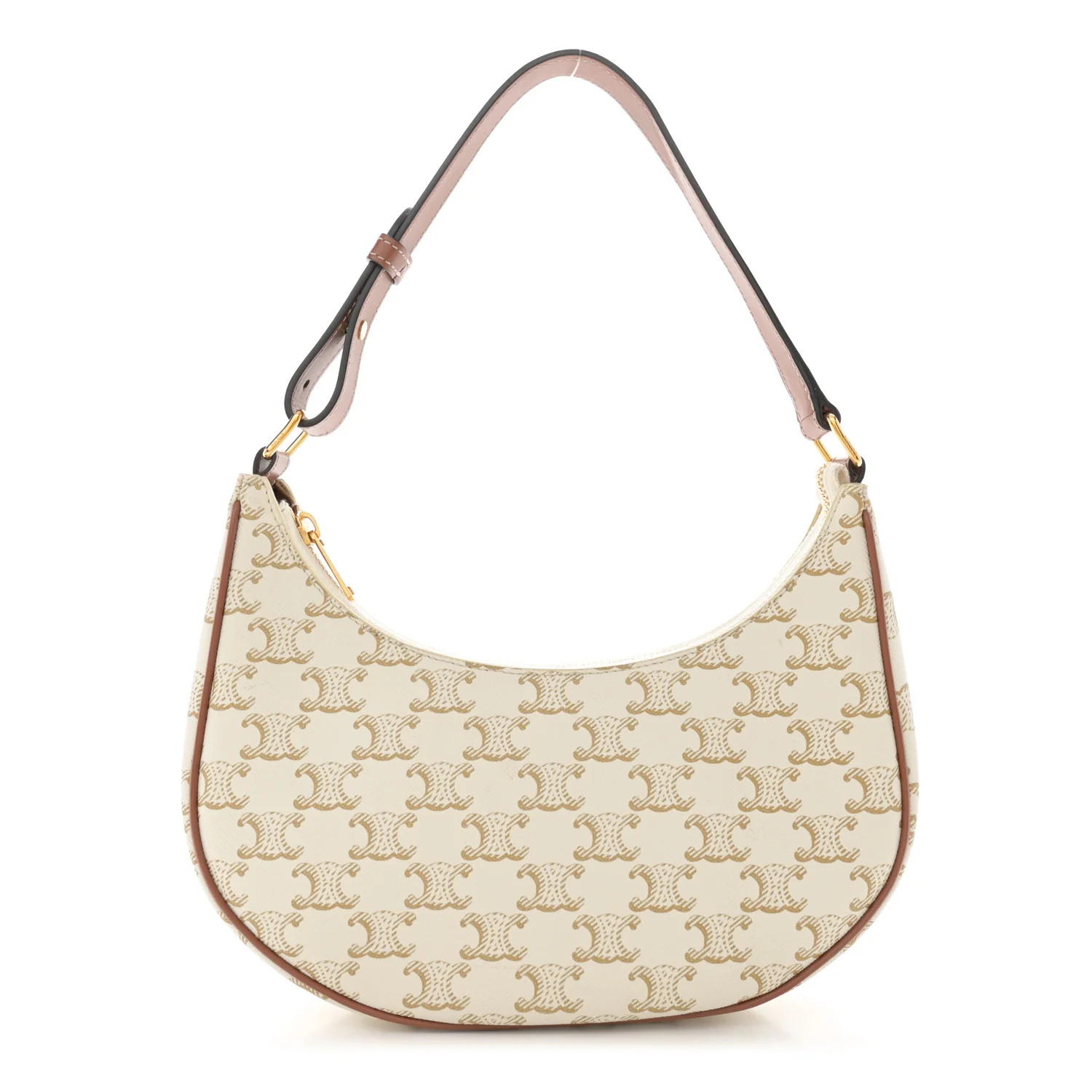 Canvas Calfskin Ava Triomphe Shoulder Bag White | FASHIONPHILE (US)