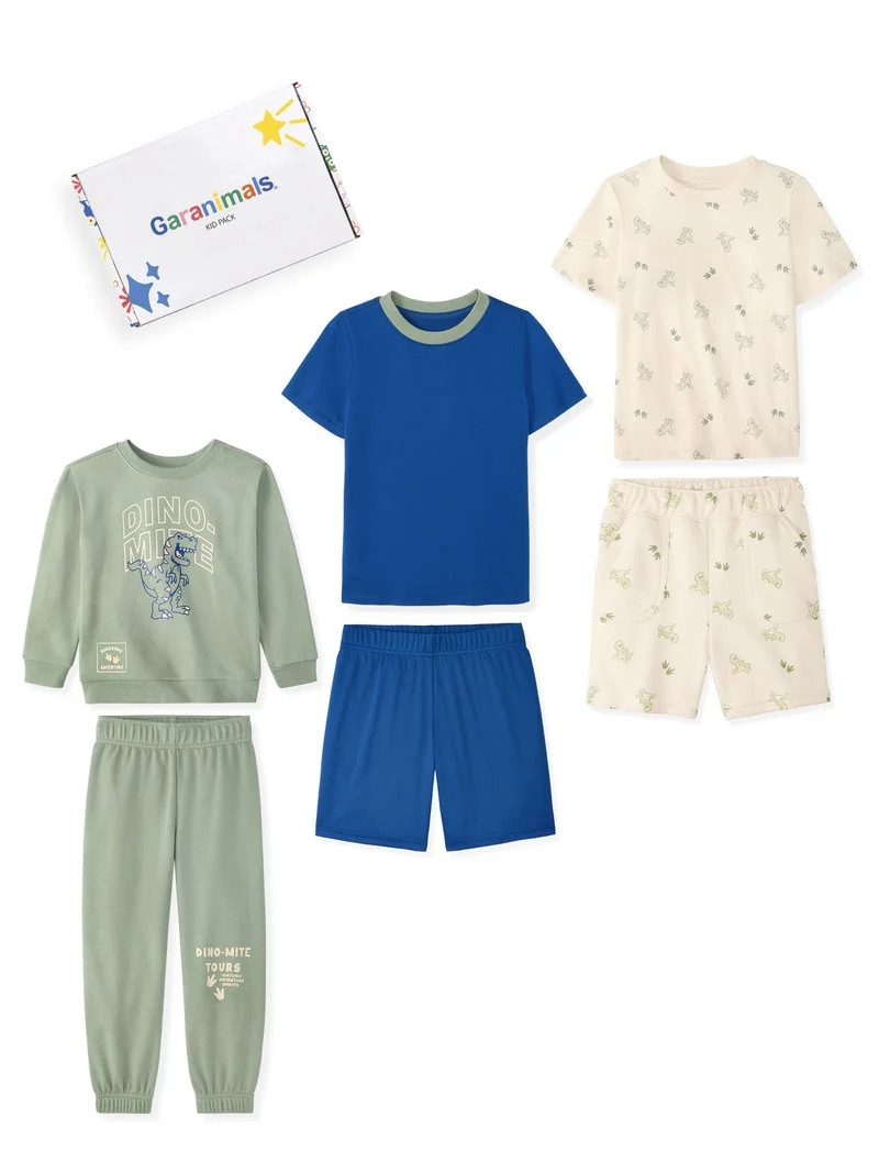 Garanimals Newborn, Baby & Toddler Boy Cotton 6-Piece Outfit Sets, Graphic Tops & Pull-On Bottoms... | Walmart (US)