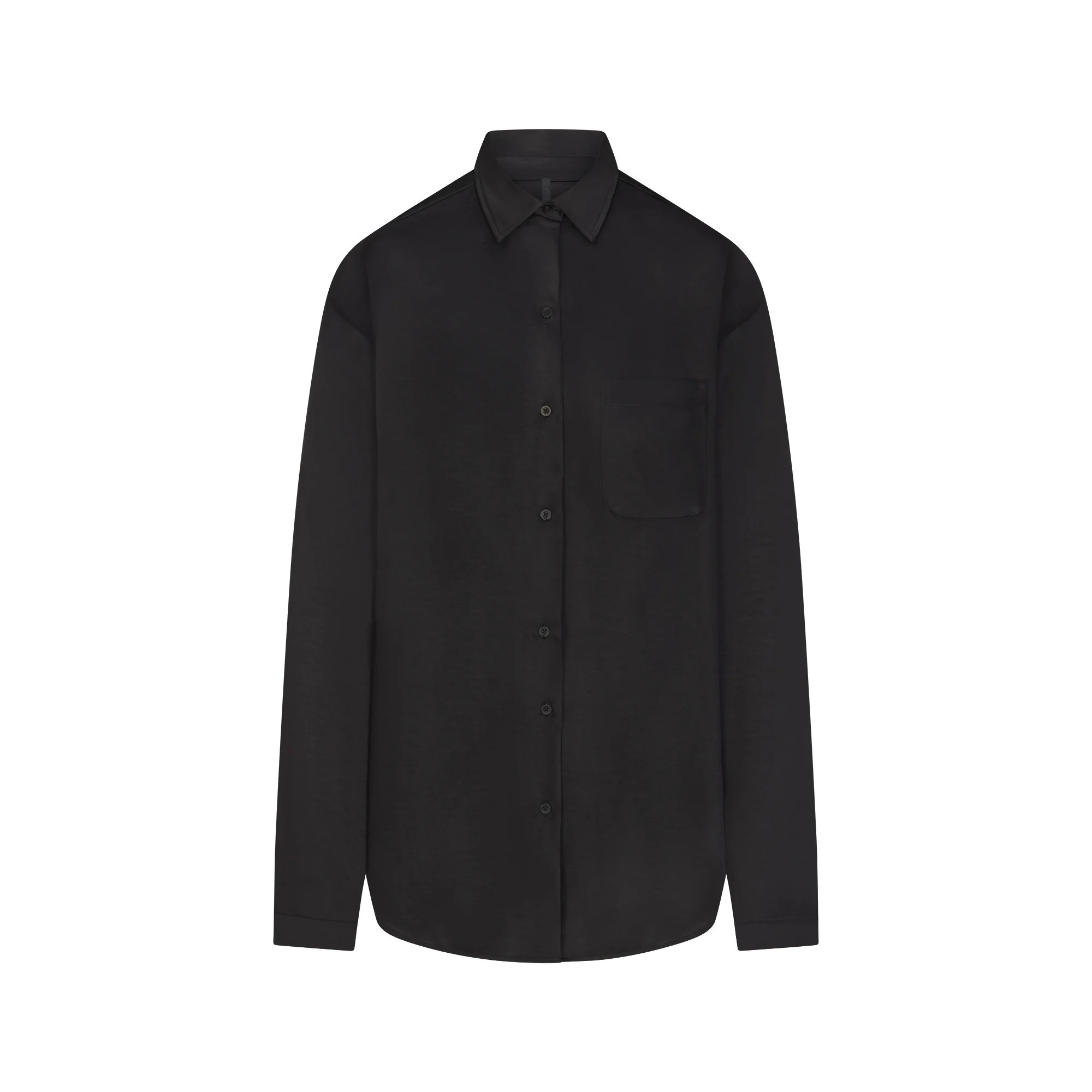 SKIMS Oversized Shirt | Black | Small | Lightweight Satin | SKIMS (US)