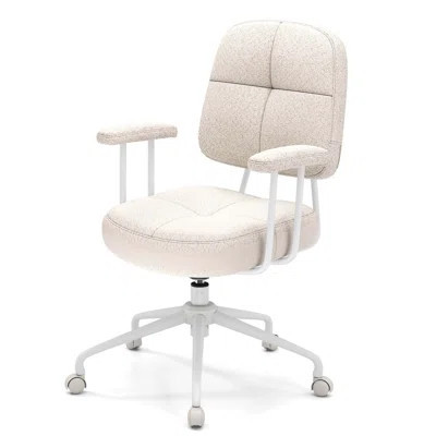 Home Office Chair Chenille Upholstered Task Chair With Cushioned Back Beige | Wayfair North America