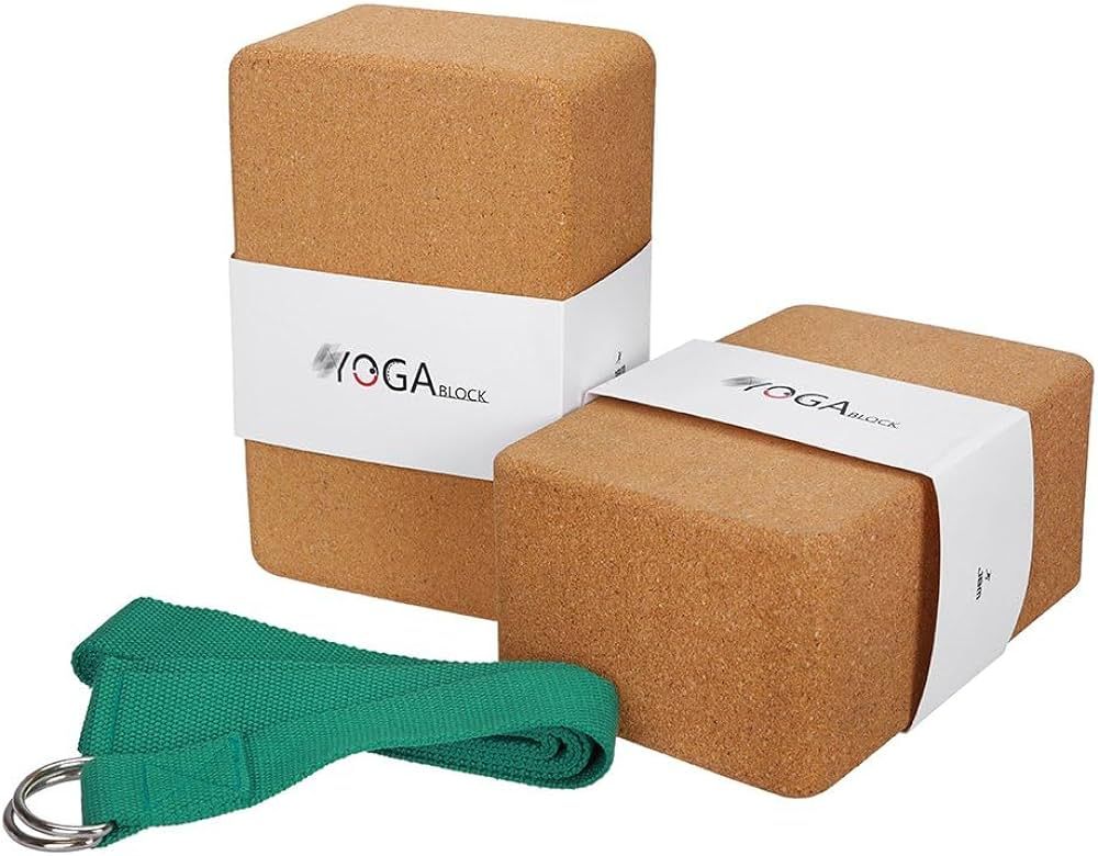 JBM Yoga Blocks 2 Pack with Strap, Cork Yoga Block 2 Pack EVA Foam Yoga Block Set of 2 Yoga Block... | Amazon (US)
