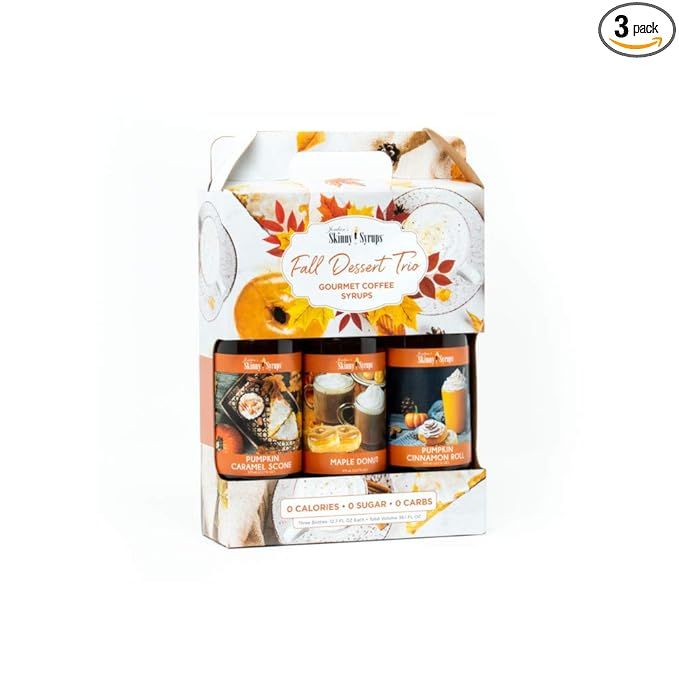 Skinny Syrups Fall Dessert Trio-3 Bottles-Maple Donut, Pumpkin Caramel Scone, Pumpkin Cinnamon Ro... | Amazon (US)