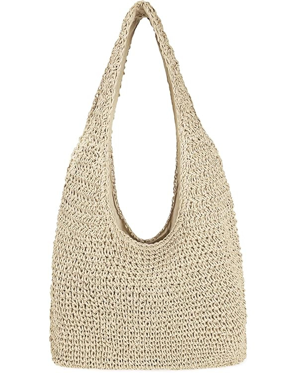 Women Large Straw Beach Bag Handmade Woven Shoulder Bags Hobo Tote Handbag Purse for Summer | Amazon (US)