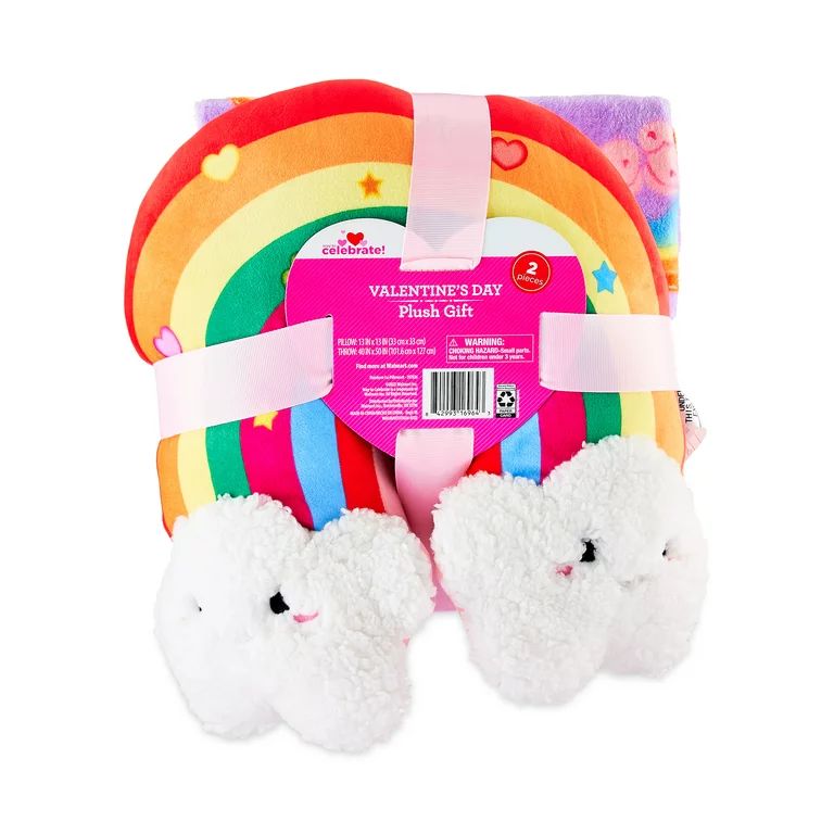 Way To Celebrate Plush Rainbow U-shaped Pillow Set | Walmart (US)
