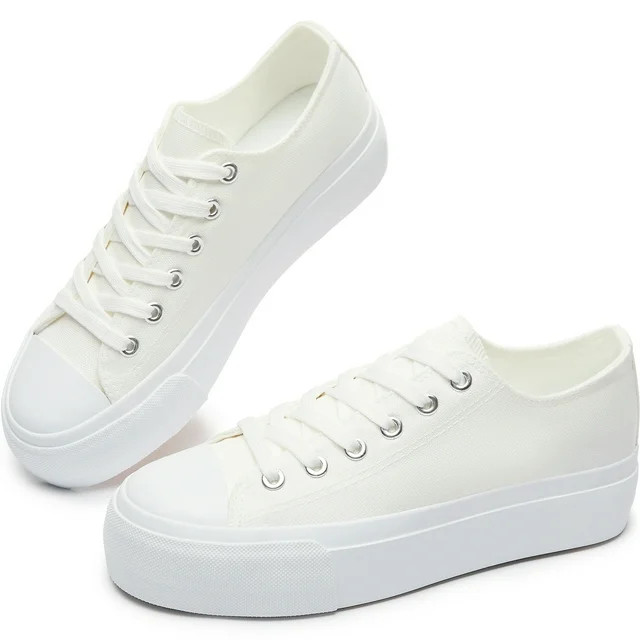 Obtaom Platform Fashion Women’s Low Top Canvas Sneakers,Comfortable Thick Sole Womens Canvas Sh... | Walmart (US)