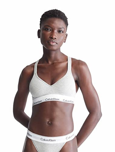 Calvin Klein Underwear Women's Modern Cotton Lightly Non-Wired and Non paded Lined Bralette, Grey Heather, Small | Amazon (US)