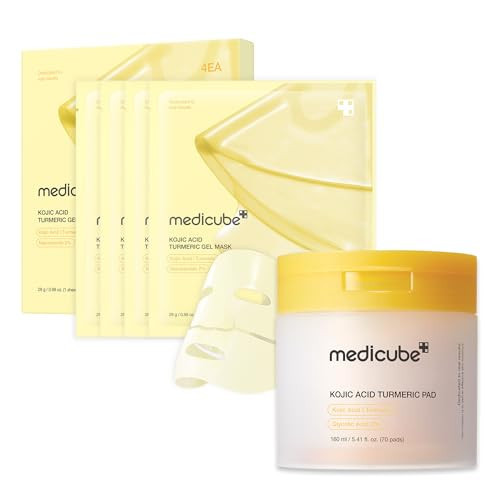 medicube Day & Night Kojic Acid Duo: Kojic Acid Turmeric Brightening Gold Jelly Gel Mask and Kojic Acid Turmeric Clarifying Toner Pad | Amazon (US)