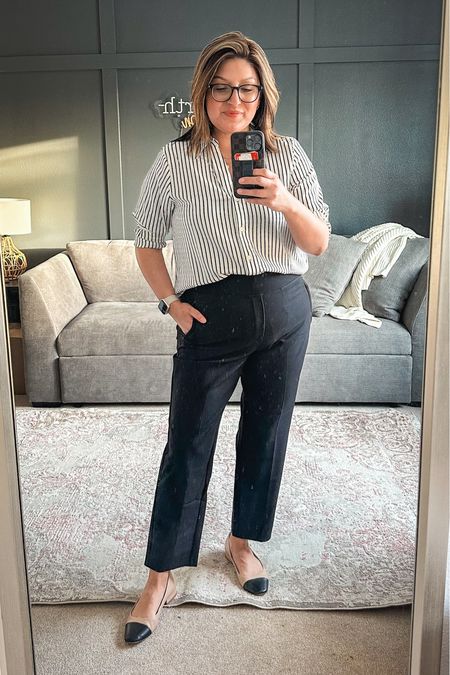 H&M striped shirt (L), Athleta pants (12), cap toe ballet flats

#LTKworkwear #LTKmidsize #LTKover40