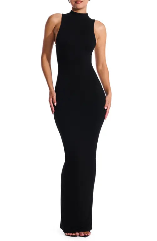 Naked Wardrobe Funnel Neck Body-Con Dress in Black at Nordstrom, Size X-Small | Nordstrom