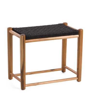 25in Wooden Stool With Woven Rope Seat | TJ Maxx