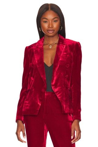 L'AGENCE Kenzie Double Breasted Blazer in Red Dahlia from Revolve.com | Revolve Clothing (Global)