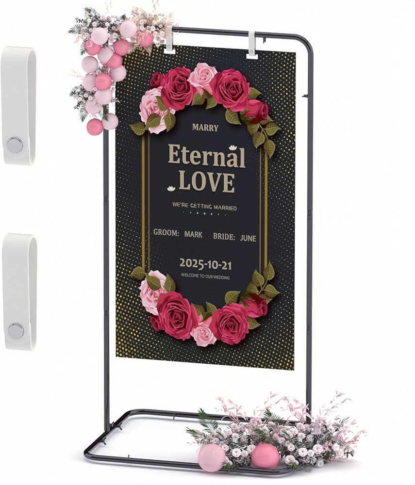 Wedding Sign Holder,Adjustable Welcome to Our Wedding Sign Stand with 2 Pack Leather Hanging Stra... | Amazon (US)