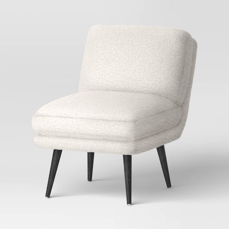 Harper Faux Sherling Fur Slipper Chair Cream Fully Assembled - Threshold™ | Target