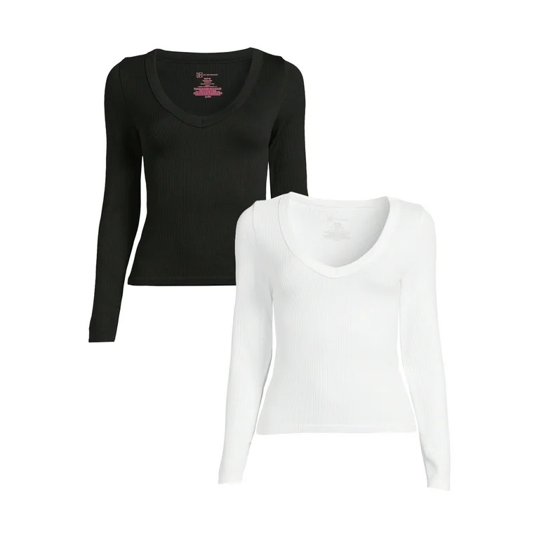 No Boundaries Juniors Seamless V Neck T Shirts, 2 Pack | Walmart (US)