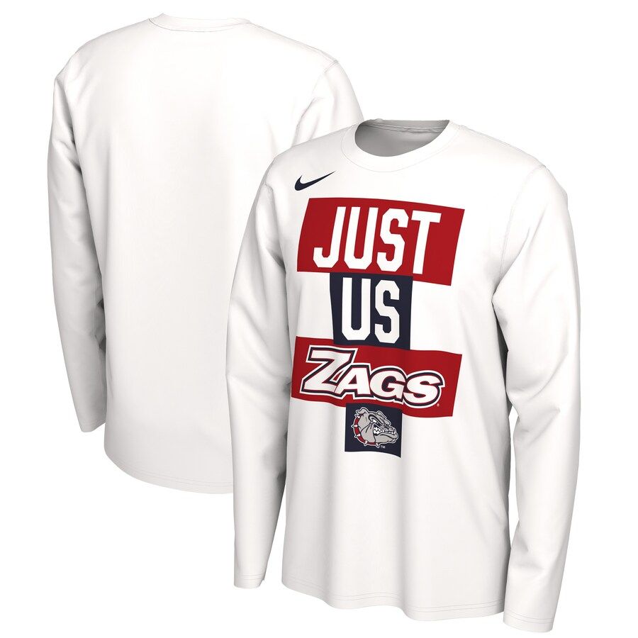 Gonzaga Bulldogs Nike 2021 Postseason Basketball JUST US Bench Legend Long Sleeve T-Shirt - White | Fanatics