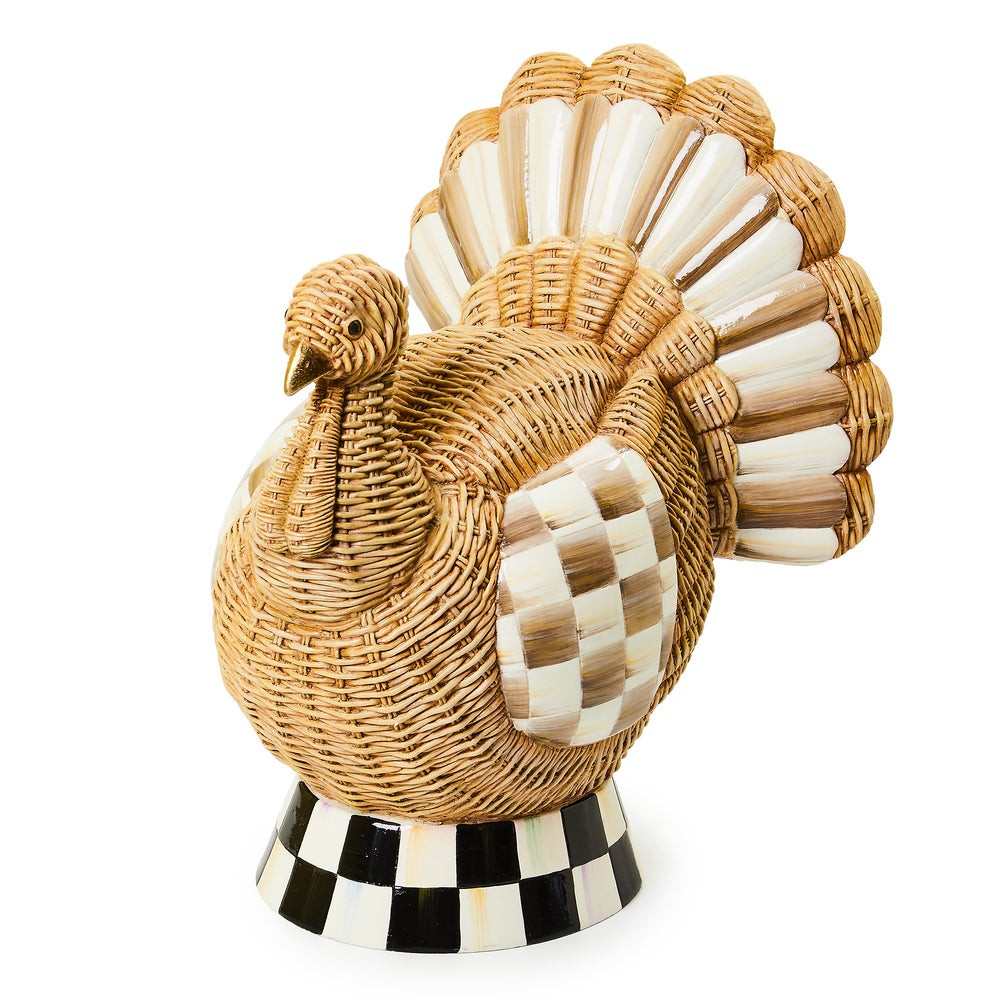 Autumnology Check Basket Weave Turkey Figurine | MacKenzie-Childs