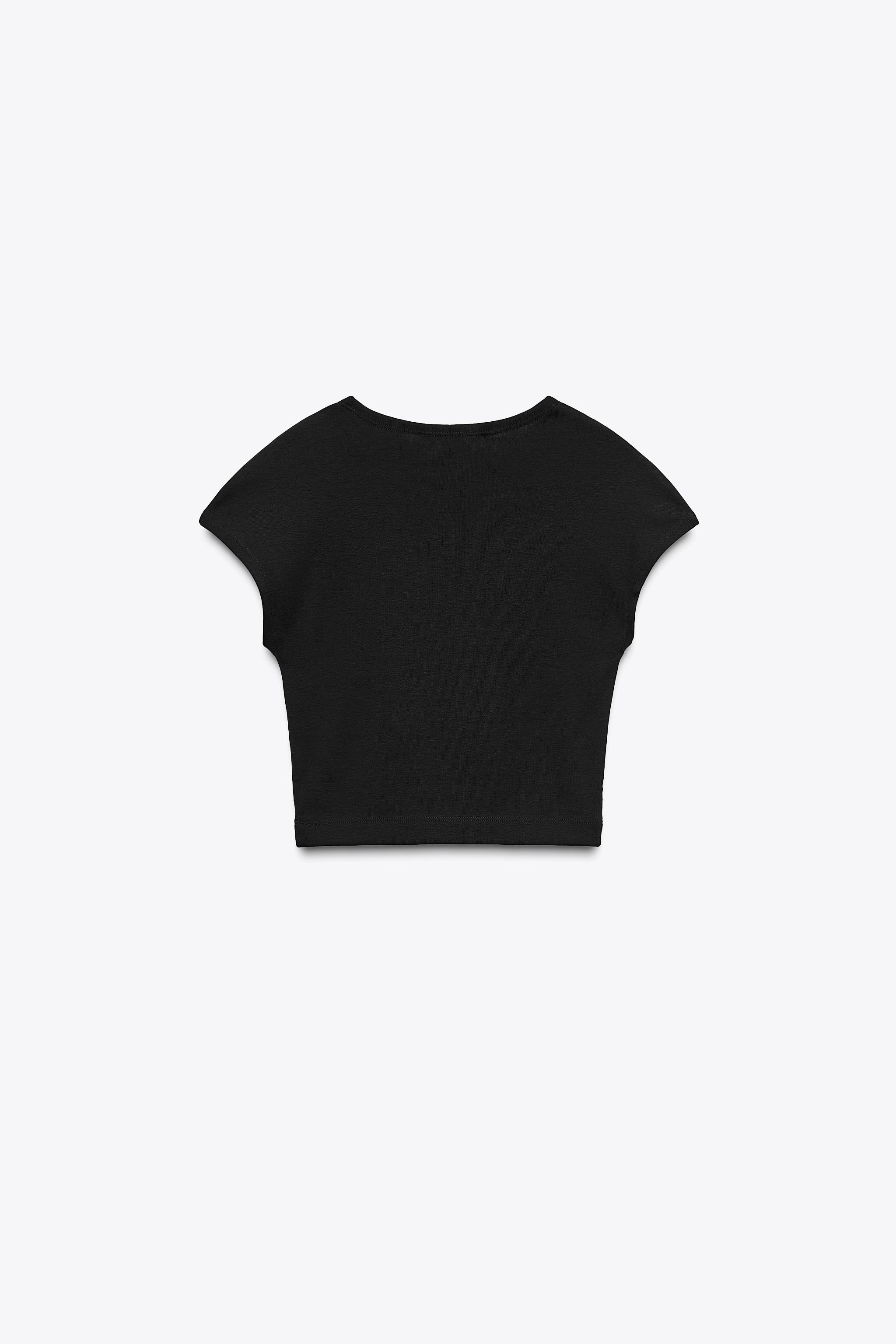 COTTON MODAL CROP T-SHIRT | Zara UK