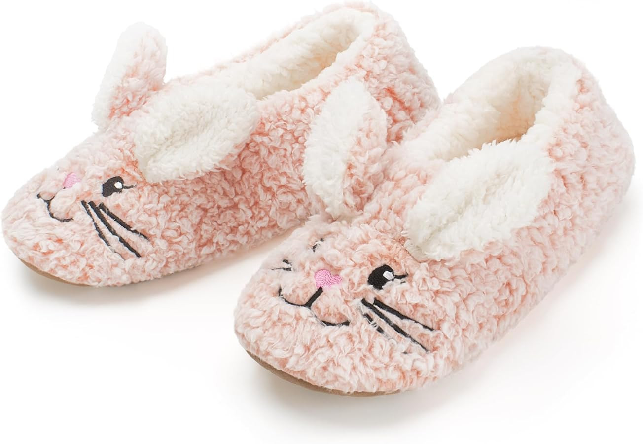 Cute Animal Slippers for Kids Girls Women, Fuzzy House Socks with Soft Anti-Skid Soles - Unique G... | Amazon (US)