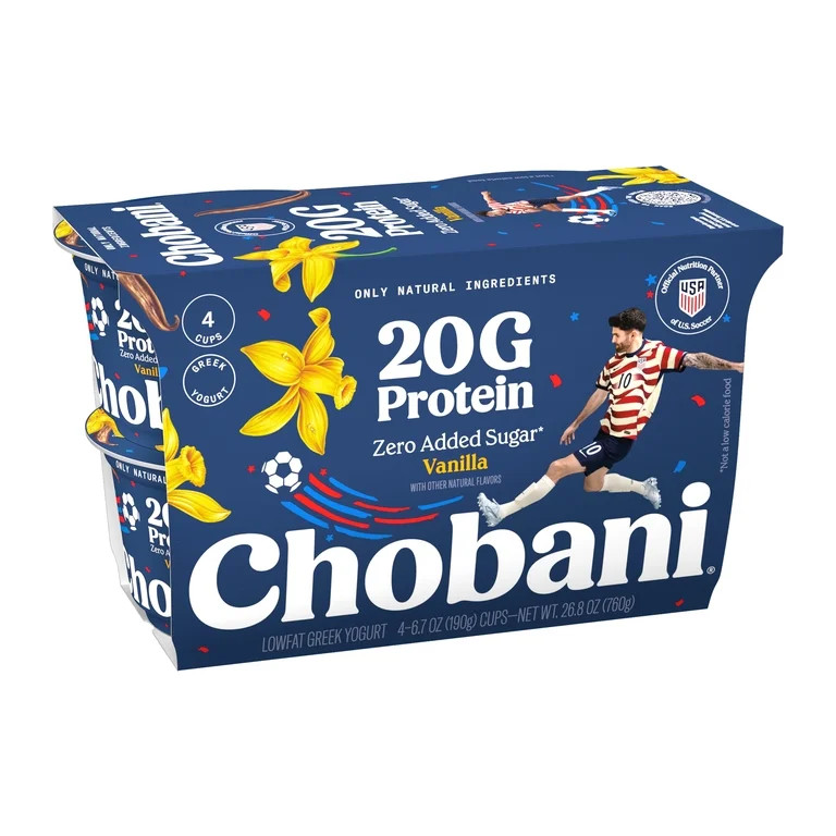 Chobani 20G Protein Low-Fat Greek Yogurt Vanilla 6.7oz 4 Pack | Walmart (US)