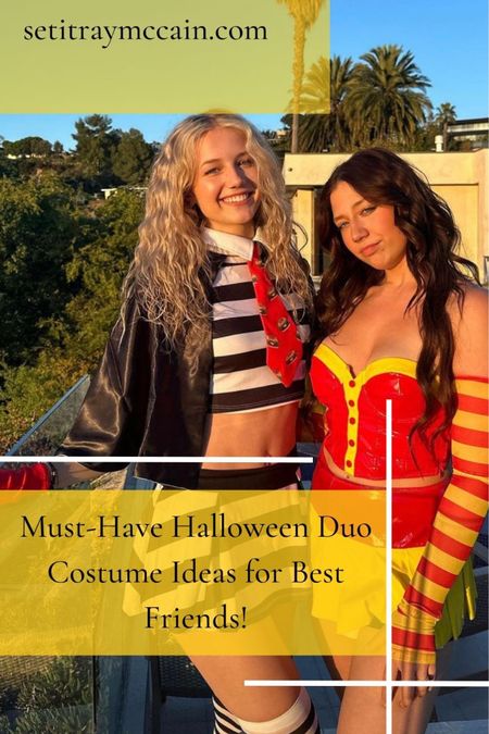 Double trouble: DIY Halloween Duo Costumes. Race car driver adult costumes. Best friends duo costume. Amazon fashion finds, Amazon Halloween, trick or treat. Costume party ideas, Halloween party ideas, cosplay. Fast food costume, McDonald’s Super Size Me adult costume Burger, funny costumes, fun costumes, sexy adult costumes.