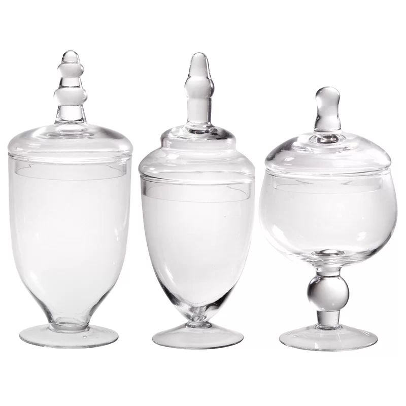 3 Piece Scotia Clear Glass Apothecary Jar Set | Wayfair Professional