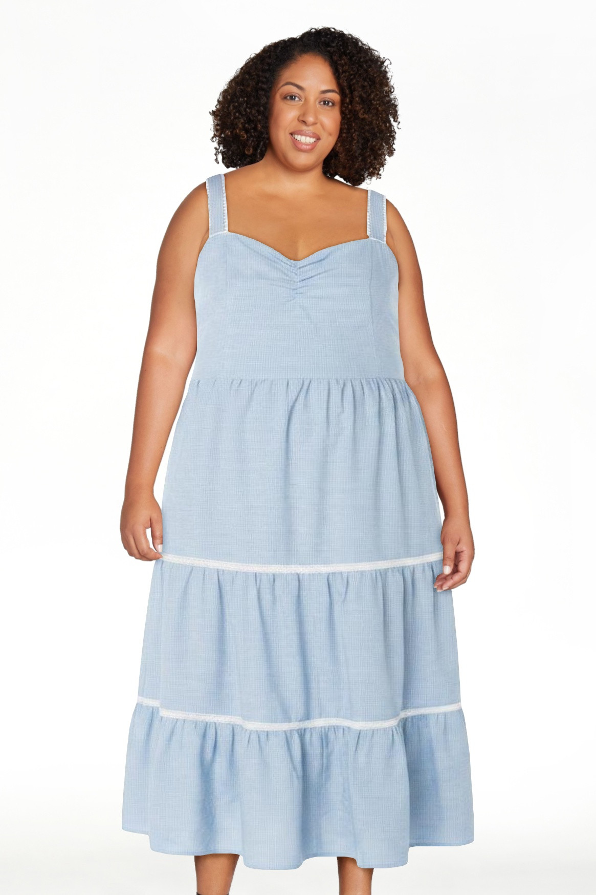 Celebrity Pink Women's Sleeveless Lace Trim Tiered Maxi Dress, Sizes XS-XXXL | Walmart (US)