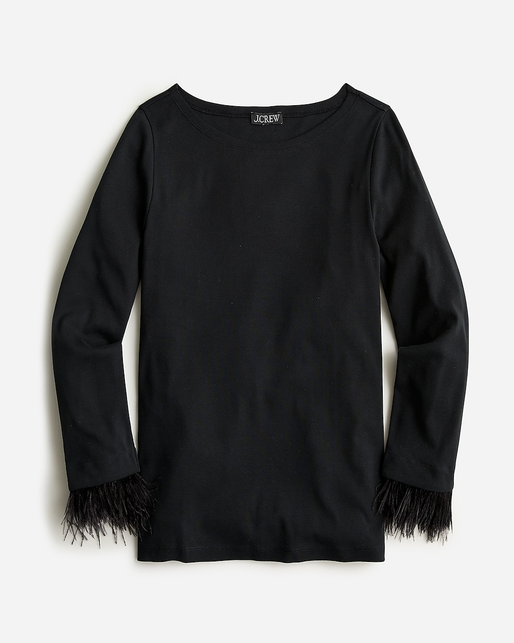 Feather-trim long-sleeve shirt | J. Crew US