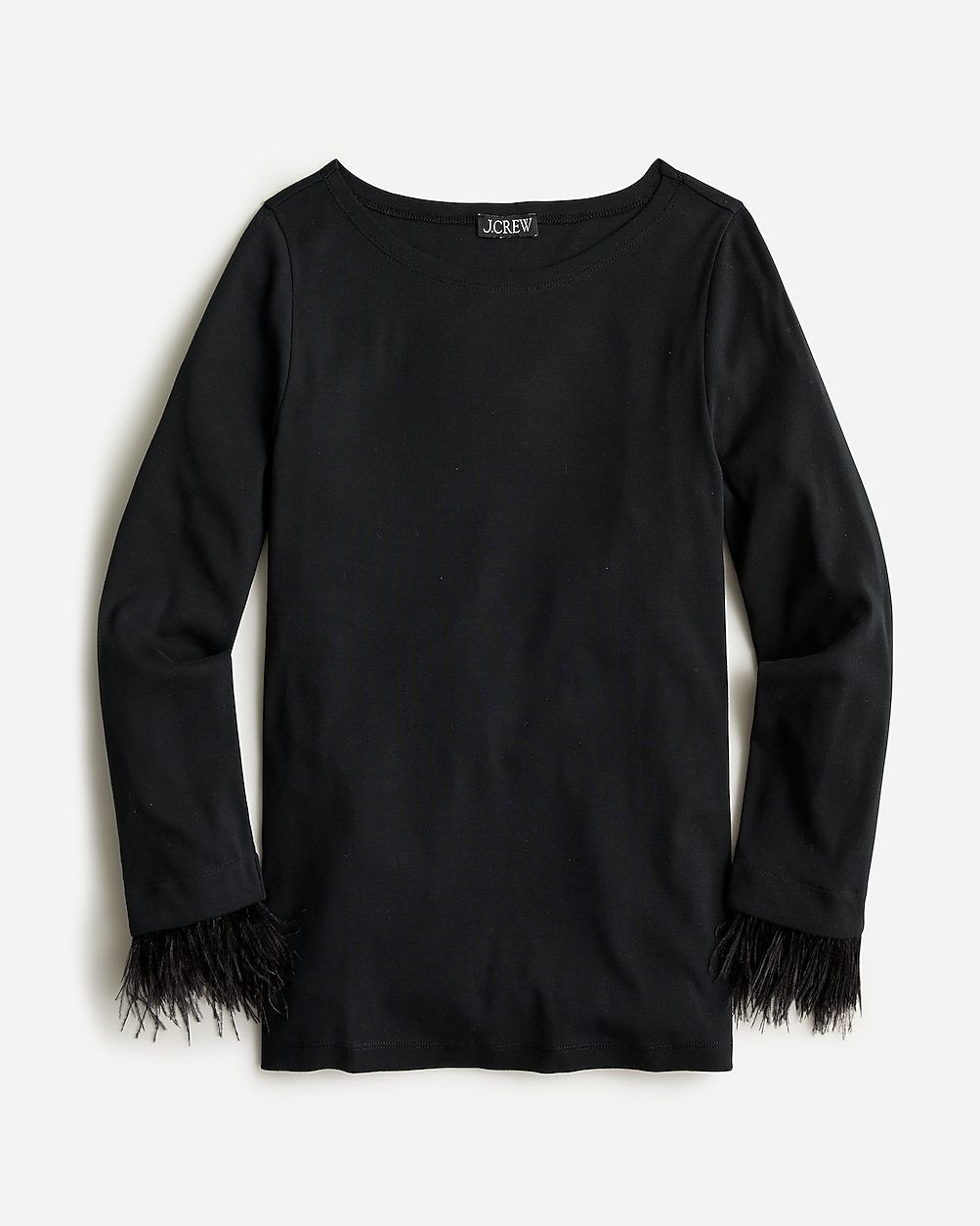 Feather-trim long-sleeve shirt | J.Crew US