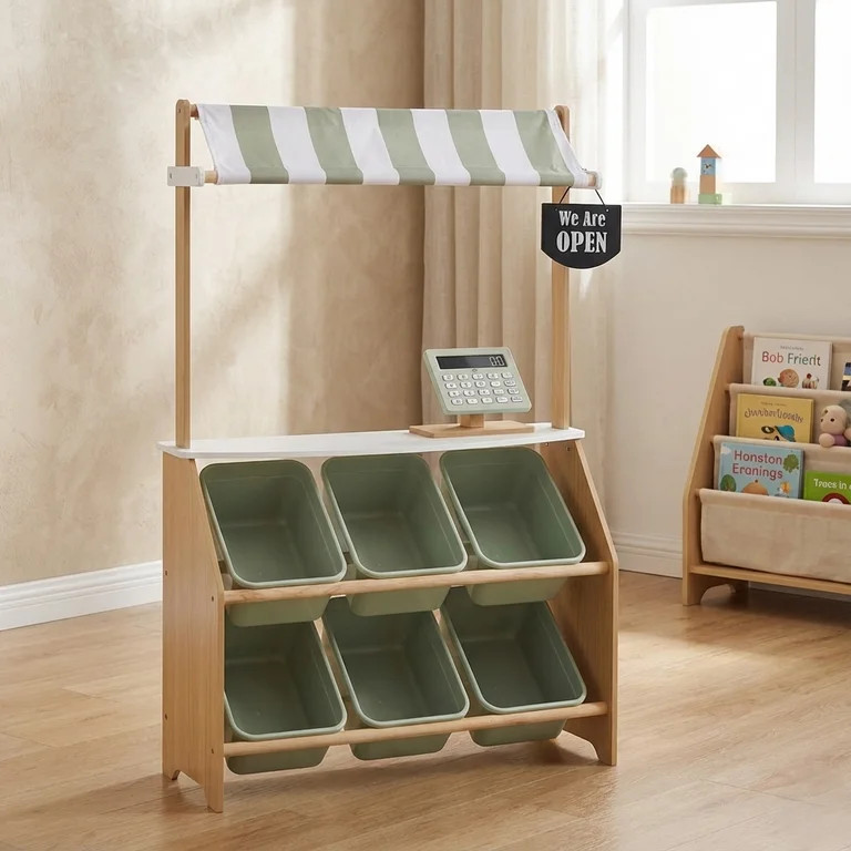 Teamson Kids Little Shopper Farmers' Market Play Stand with Removable Bins & Sign | Walmart (US)