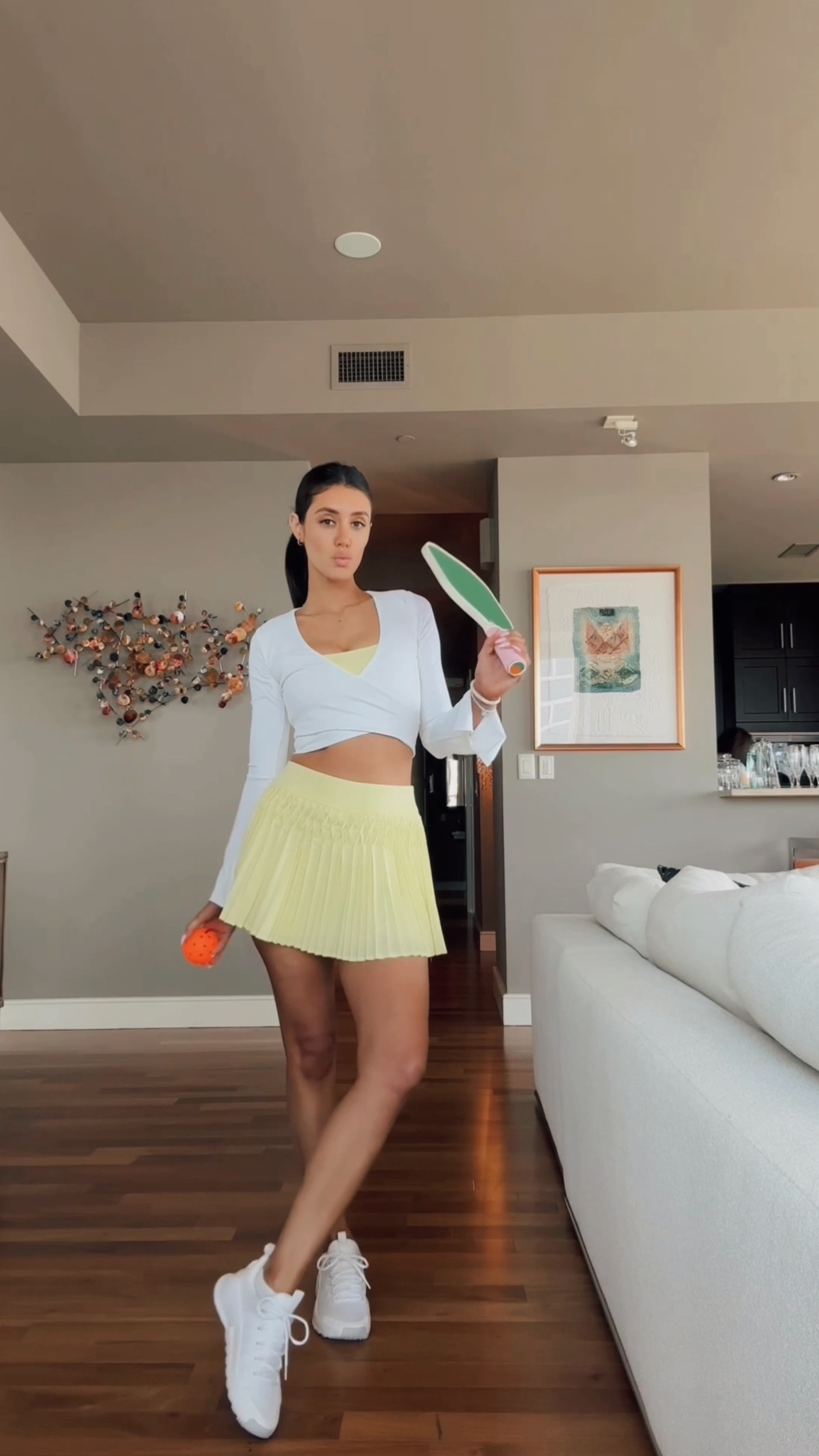 Pickleball outfit

Pickleball style, pickleball skirt, pickleball wrap top, white sneakers, pickleball paddle, pickleball ball, pickleball
For beginners, sporty outfit, athleisure

#LTKWatchNow #LTKStyleTip #LTKActive