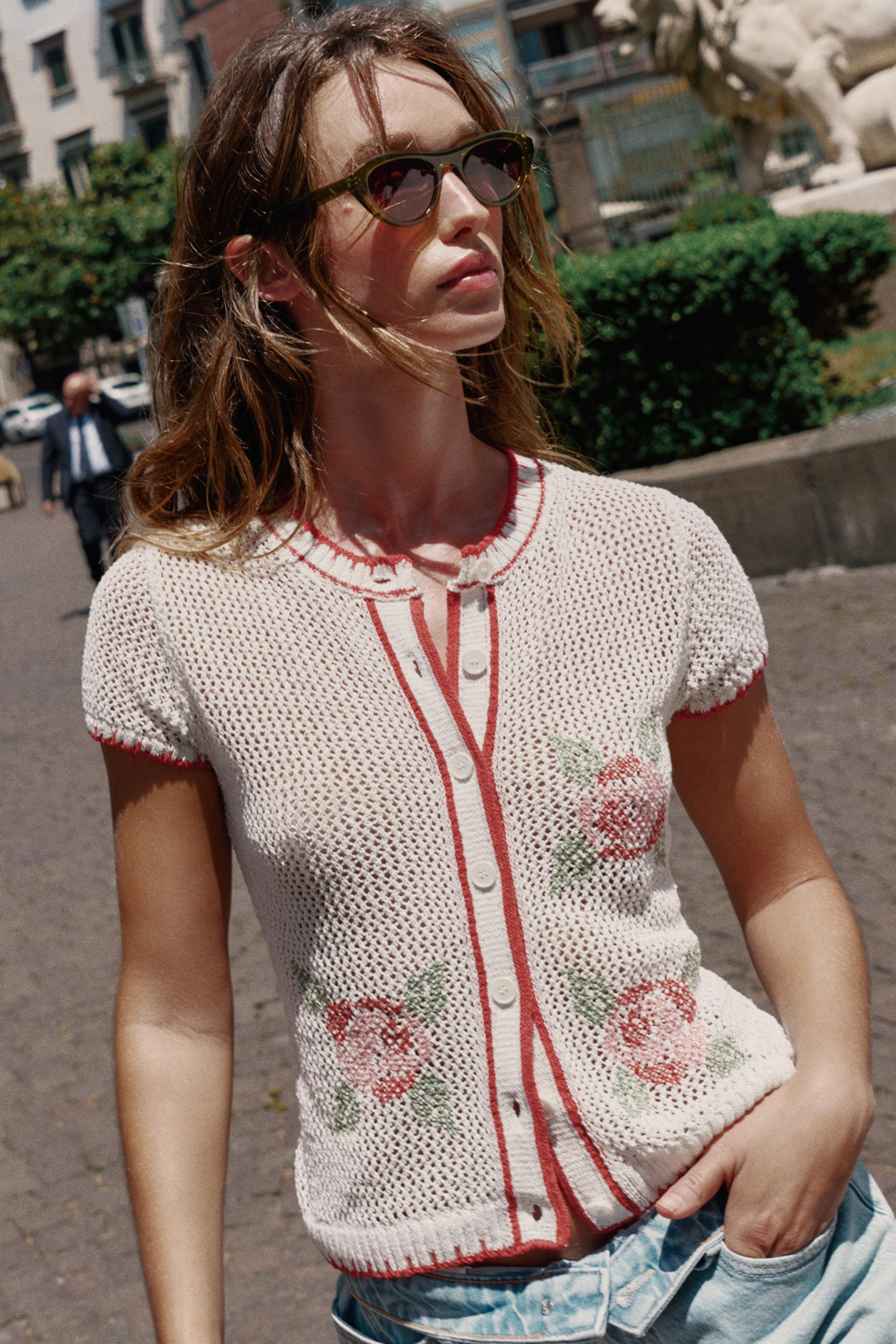 CARDIGAN WITH EMBROIDERED FLOWERS | Zara US
