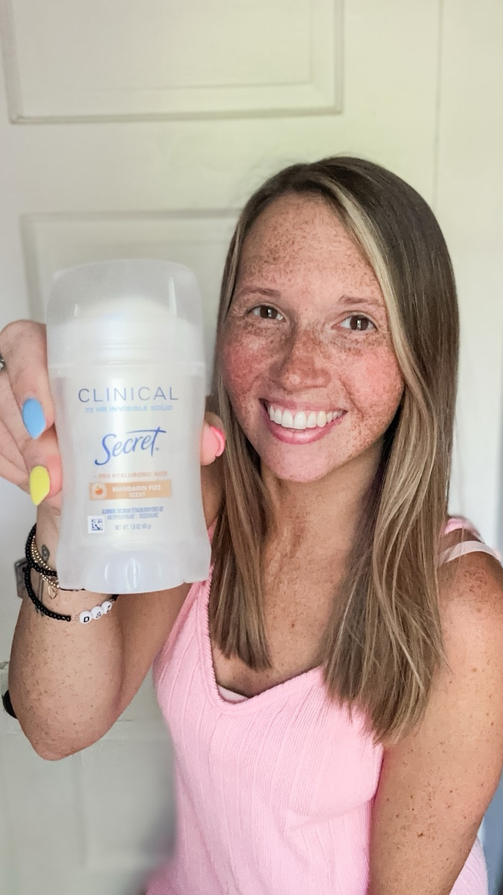
I have been using secret deodorant for years. It’s honestly the only thing that helps me not sweat like crazy since having kids. The new summer scents I have been loving. They came out with Mandarin, Watermelon, and Strawberry Fizz. They not only work, but strengthens skin barrier with pro-hyaluronic acid. I would definitely grab one of them the next time you need new deoderant. Only thing that works for me!

#LTKSeasonal #LTKActive #LTKBeauty