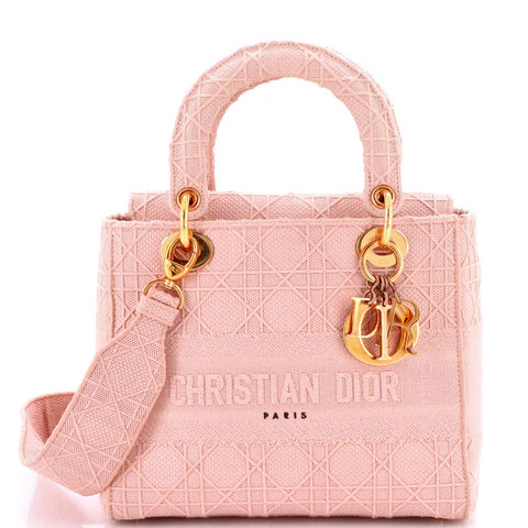 Lady D-Lite Bag Cannage Embroidered Canvas Medium | Rebag