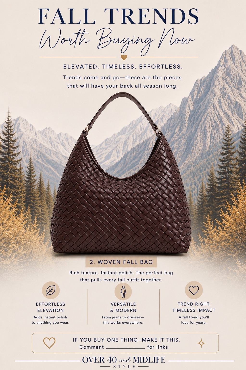 ✨Tap the bell, save and ❤️ start here over 40 fashion, midlife style, midsize fashion and luxury looks for less.  

These are the 5 fall pieces I’d buy FIRST if you want the biggest impact without buying a whole new wardrobe. 🍂👀

I’m looking for pieces that do more than just look cute—they need to work hard in your closet.

1. Relaxed straight jeans — the everyday anchor
2. Woven chocolate bag — instantly makes basics feel more expensive
3. Statement-collar blouse — lifts the eye + gives polish
4. Ribbed henley top — easy, flattering, and perfect for layering
5. Suede loafer mules — the quickest way to make your fall outfits feel current

And every one passes my Outfit Physics™ test:

✨ LIFT the eye
✨ SKIM the middle
✨ BALANCE the proportions
✨ Easy enough to wear on repeat

If you’re trying to be smarter with your fall budget, don’t buy 20 random things. Start with the pieces that can create the most outfits.

These are the first five I’d grab—and I would not wait too long on the best sizes/colors once fall shopping really picks up. 👀

Comment FALL and I’ll send you the links. 🤎

⬇️Sizing information:
Wearing 12 tts (size up if in between sizes.)

👑 Helping you look good, feel good.-Lindsey Denver   Check back daily for belly-friendly style, confidence, and Outfit Physics™.

#LTKOver40 #LTKPlusSize #LTKMidsize

Comment SHOP below to receive a DM with the link to this post on my LTK ⬇ https://liketk.it/6lqn7
