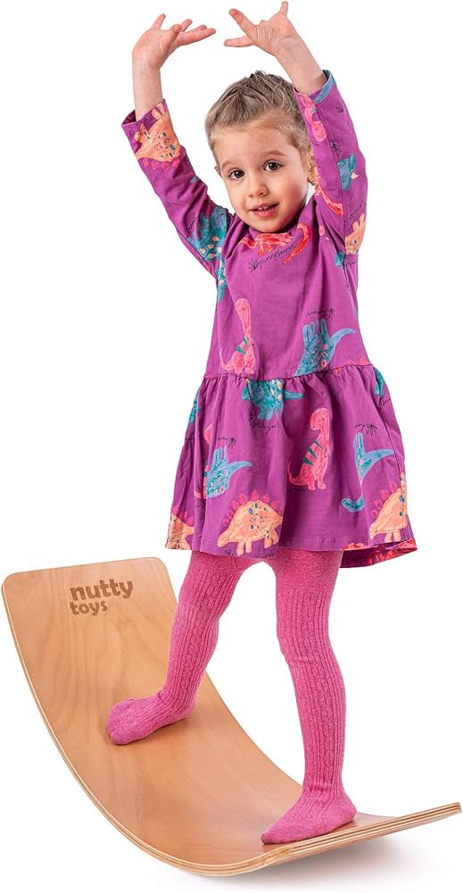NUTTY TOYS Montessori Wooden Wobble Board for Kids & Adults -100% Natural Wood Balance Board Todd... | Amazon (US)