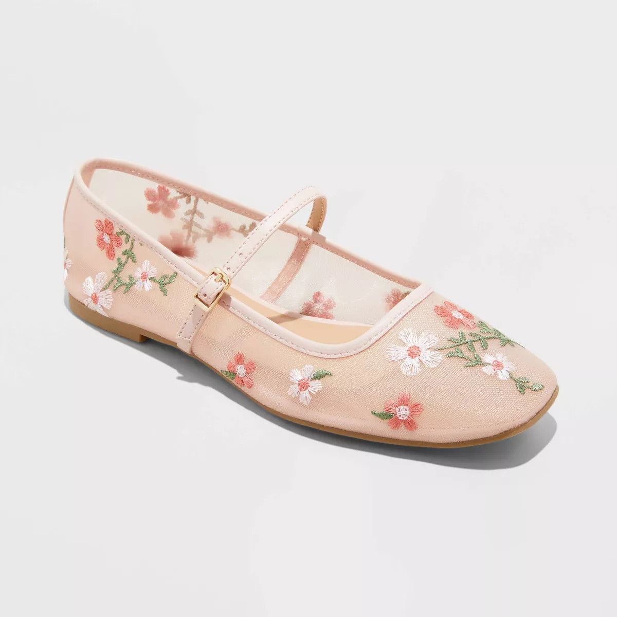 Women's Elsa Floral Mesh Mary Jane Flats - Wild Fable™ Pink 8 | Target