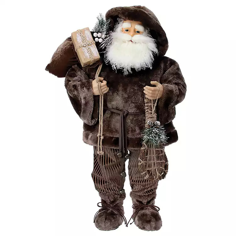 Fur Lodge Santa with Snow Shoes Statue | Kirkland's Home