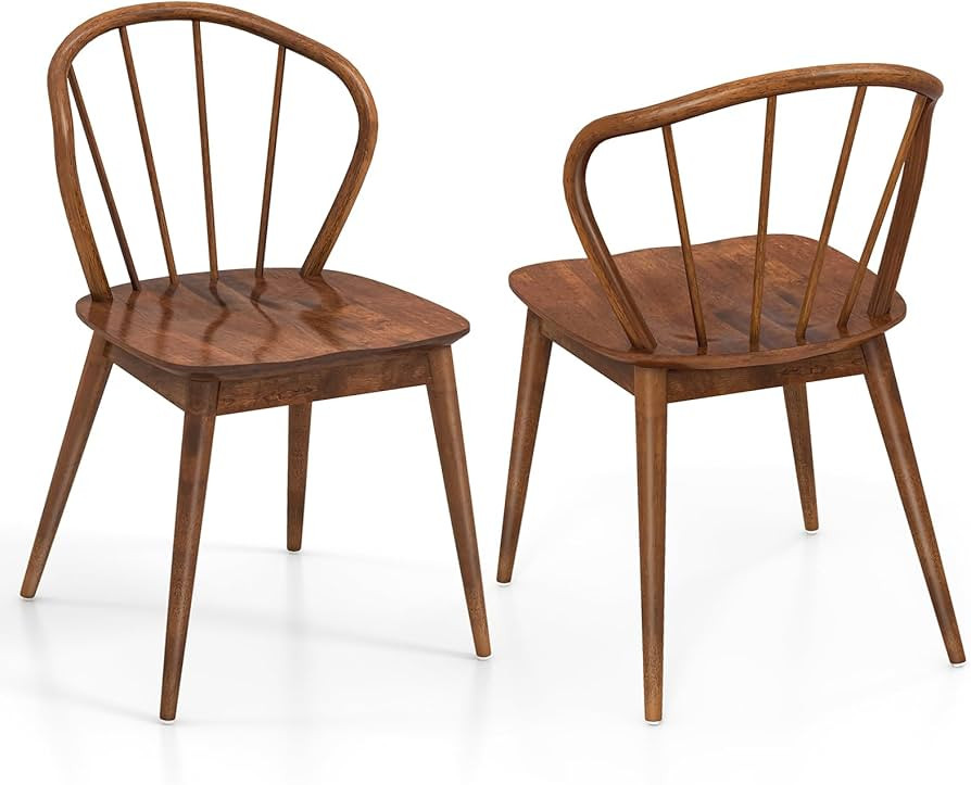 Giantex Wooden Dining Chairs Set of 2, Windsor Kitchen Chairs w/High Spindle Back & Rubber Wood L... | Amazon (US)