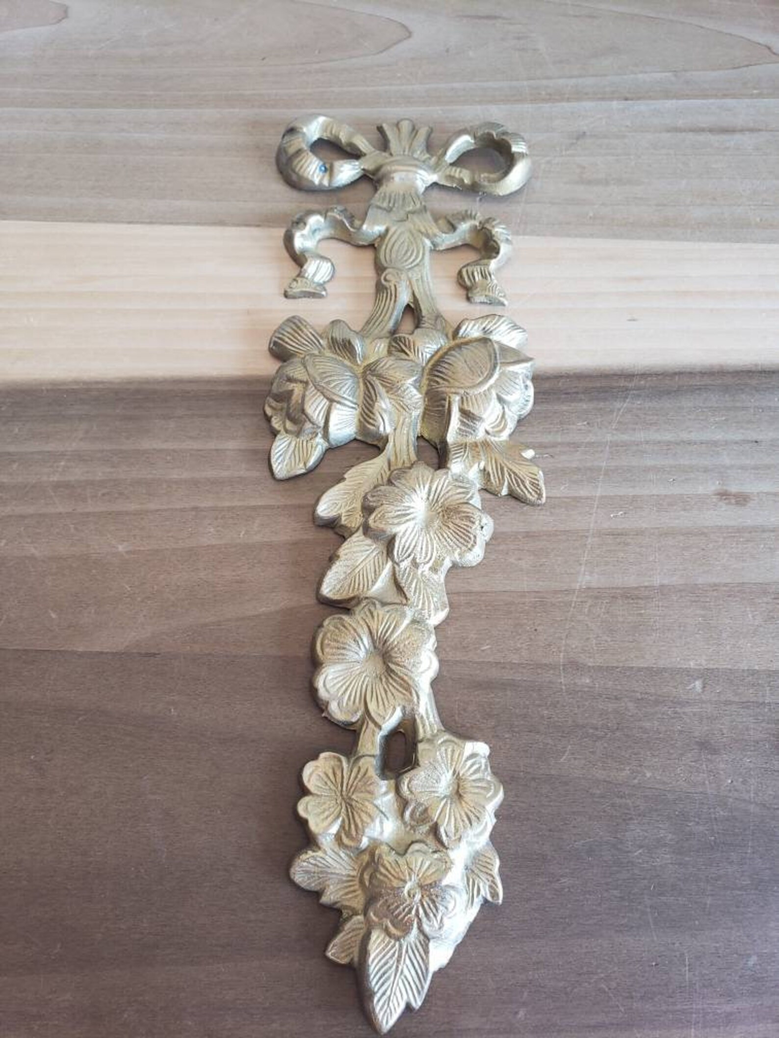 Vintage Brass Gold Tone Wall Hanging Metal Flowers and Bow 1980s Housewares Home Decor - Etsy | Etsy (US)