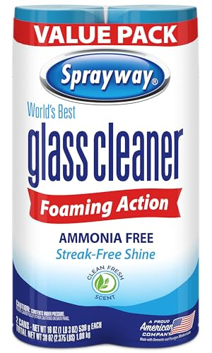 Sprayway Glass Cleaner Foaming Aerosol Spray, 19oz, Pack of 2 | Ammonia-Free, Streakless, Fast-Acting | Cleans & Polishes Glass Surfaces | Fresh Scent, Removes Fingerprints, Dust, Dirt, Smoke Film | Amazon (US)