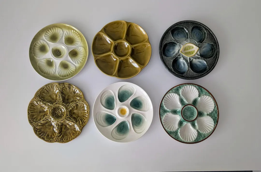 Antique French Mismatched Green Oyster Plates, Set of 6, Longchamp, Gien, St Clement - Etsy | Etsy (US)