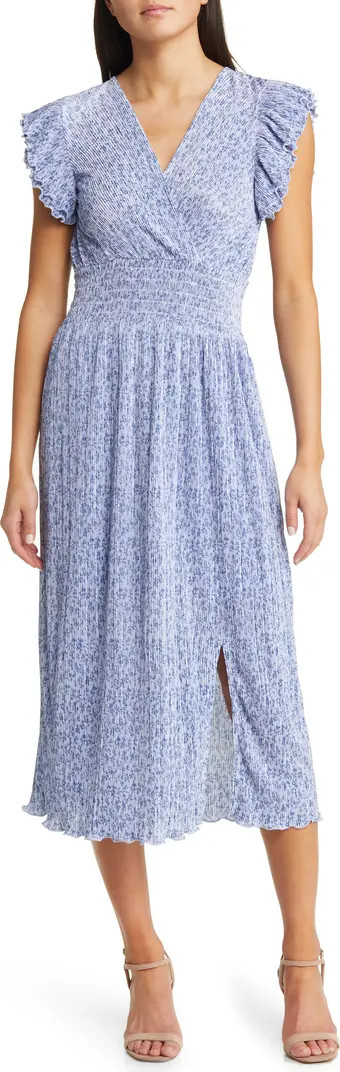 Flutter Sleeve Plissé Midi Dress | Nordstrom