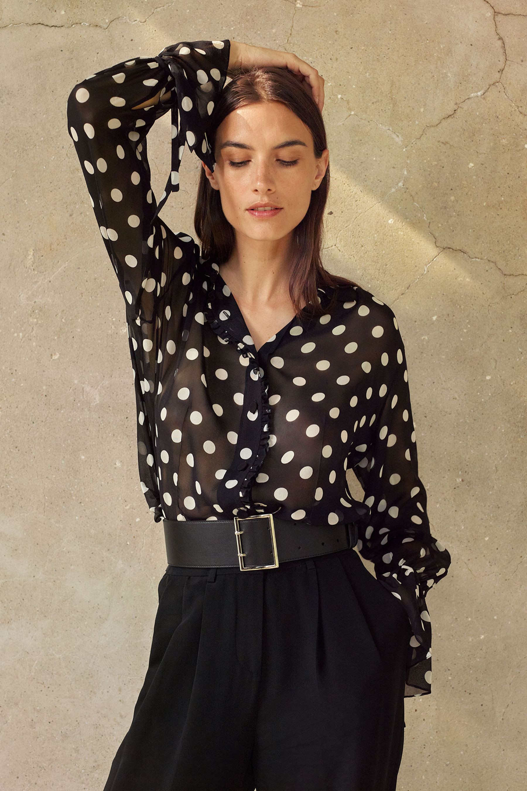 Polka Dots Georgette Blouse | LilySilk