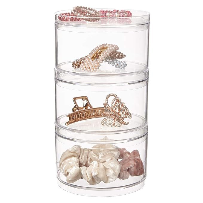 STORi Stackable Clear Plastic Hair Accessory Containers with Lids | set of 3 | Amazon (US)