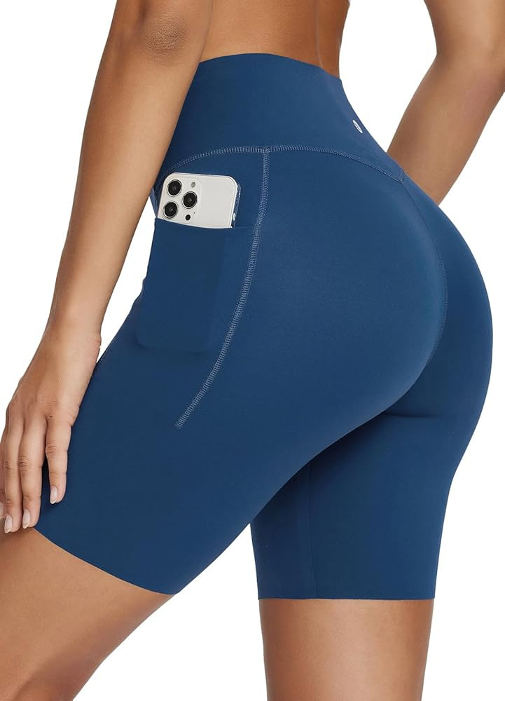 baleaf Freeleaf Women's 8" High Waist Biker Shorts with Pockets Yoga Running Volleyball Workout G... | Amazon (US)